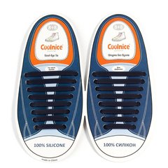 Силиконовые шнурки Coolnice Темно-синие (8+8) 16 шт/комплект